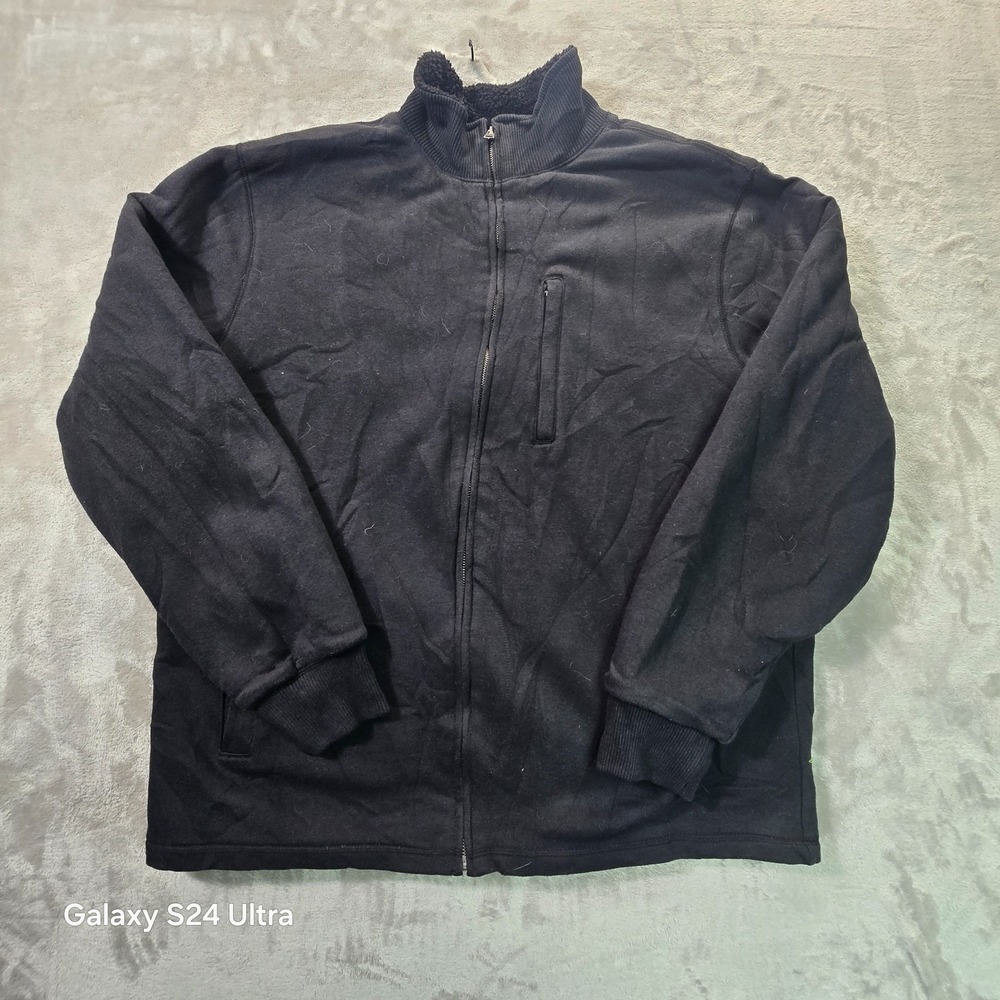 Gap Sherpa Fleece Lined Full Zip Jacket Mens 2XL Black Cotton Mock Neck Winter